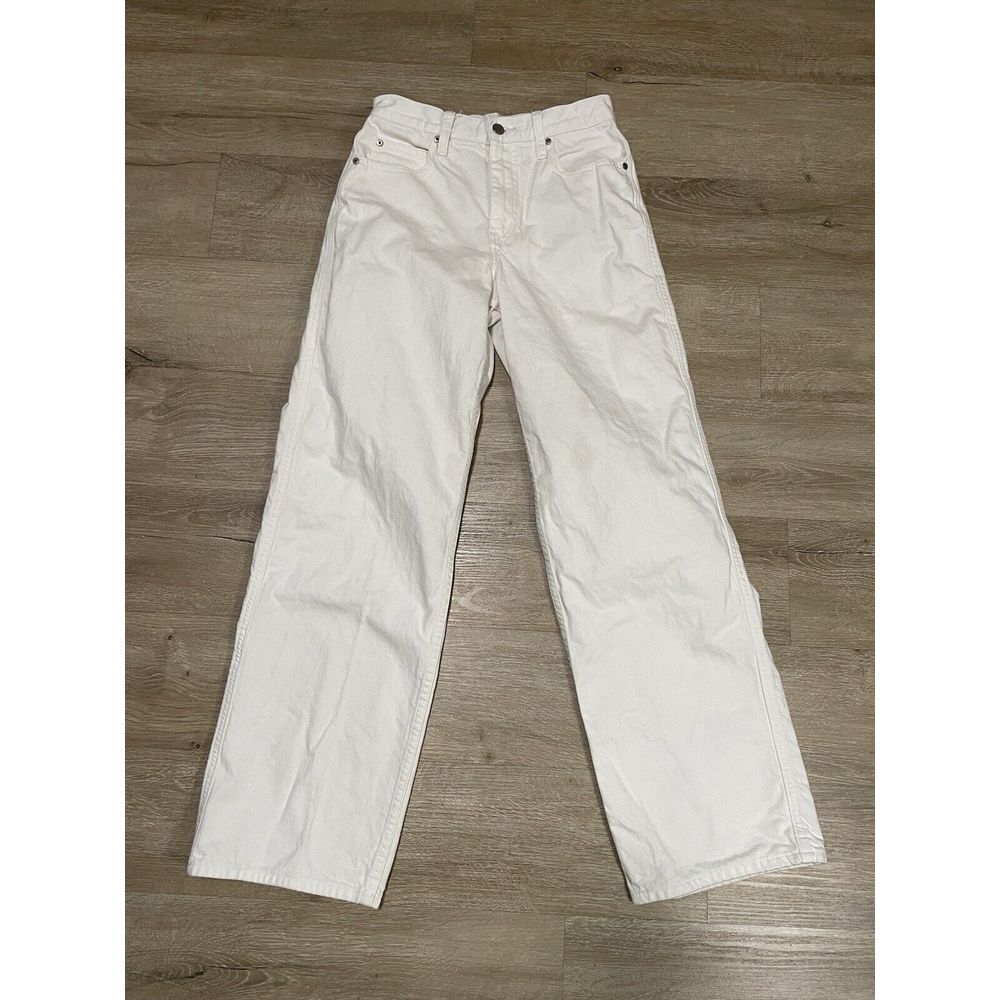 UNIQLO Jeans Straight Denim Women's Size 23x31 White High Rise Light Wash Cotton